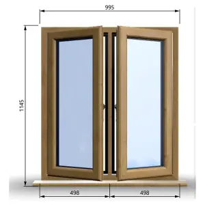 995mm (W) x 1145mm (H) Wooden Stormproof Window - 2 Opening Windows (Left & Right) - Toughened Safety Glass