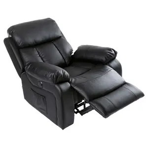 Chester Electric Bonded Leather Automatic Recliner Armchair Sofa Home Lounge Chair (Black)