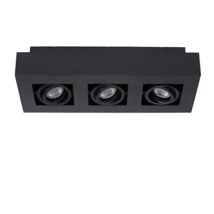 Lucide Xirax Modern Ceiling Spotlight - LED Dim to warm - GU10 - 3x5W 2200K/3000K - Black