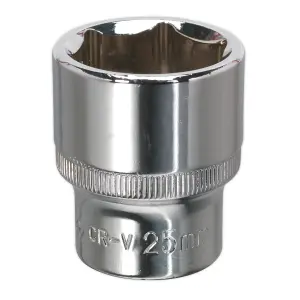 Sealey WallDrive Socket 25mm 1/2" Square Drive Fully Polished Finish Tool SP1225