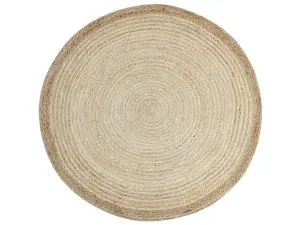 Round Jute Area Rug 120 cm Light Beige MENEMEN