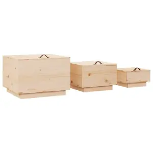 Berkfield Storage Boxes with Lids 3 pcs Solid Wood Pine