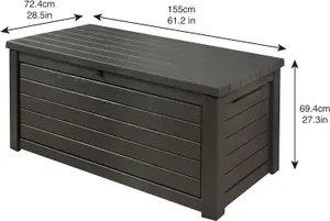 Keter Rockwood XL 630L Outdoor Garden Storage Box Anthracite