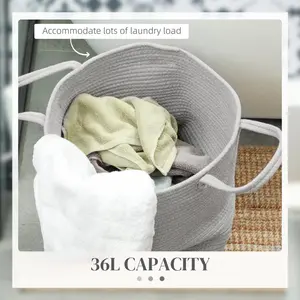 Laundry Basket Grey / 45cm H x 38cm W x 38cm D