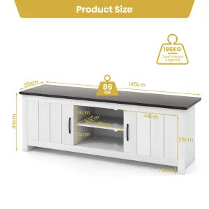 Costway TV Stand for TVs up to 65" Media Console Cabinet w/ Cable Holes & 2 Doors