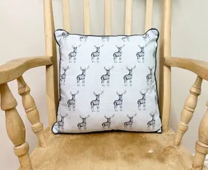 Grey Scatter Cushion With A Stag Print Design