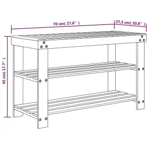 Berkfield Shoe Rack 3-Tier 70x27.5x45 cm Bamboo