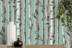 Fine Decor Birch Trees Blue Wallpaper FD43293