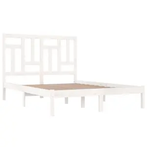 Berkfield Bed Frame without Mattress White 140x190 cm Solid Wood Pine