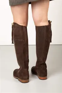 Rydale Ladies Suede Spanish Riding Boots - Rievaulx - Brown 3 Slim Fit