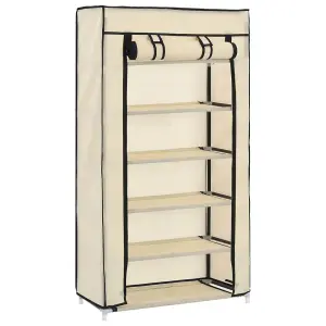 Berkfield Shoe Cabinet with Cover Cream 58x28x106 cm Fabric