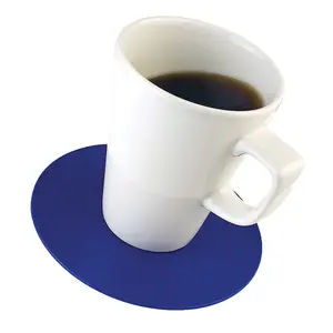 Blue Silicone Rubber Anti Slip Circular Coasters - 14cm Dia - Dishwasher Safe