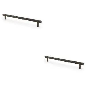 2 PACK - Bamboo T Bar Pull Handle - Dark Bronze 224mm Centres SOLID BRASS Drawer Door