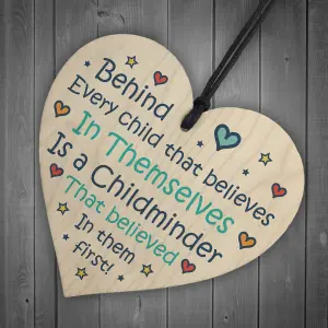 Wood Hanging Heart Thank You Gift for Childminder Teacher Friendship Gift Keepsake