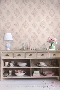 Shabby Chic by Rachel Ashwell Diamond Motif Pink Damask Wallpaper