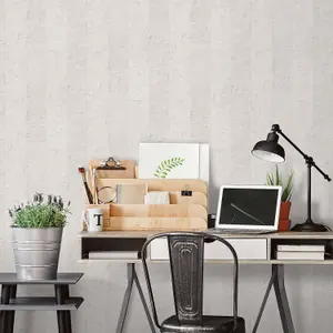 Galerie Organic Textures Silver Grey Concrete Stripe Textured Wallpaper