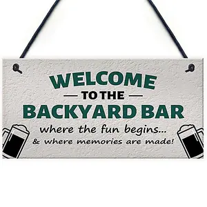 Red Ocean Welcome To The Backyard Bar Sign Hanging Wall Sign Bar Signs Funny Garden Plaque Gift For Men