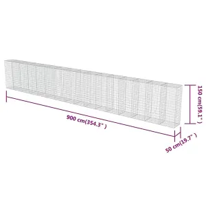 Berkfield Gabion Wall with Covers Galvanised Steel 900x50x150 cm