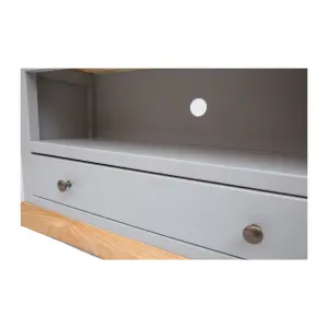 Bomporto Light Grey 1 Drawer TV Cabinet Brass Knob