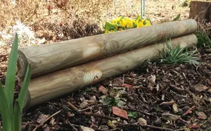 Wooden Garden Fixed Horizontal Panels Log Roll Border Lawn Edging 140mm high Pack of 4