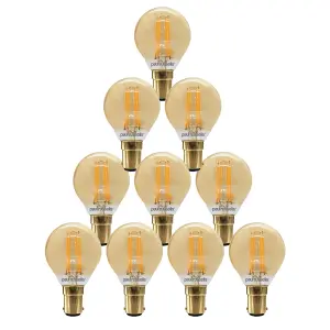 paul russells LED Filament Dimmable Golf Bulb, SBC B15, 4.5W 423 Lumens, 40w Equivalent, 2200K Extra Warm White, Pack of 10