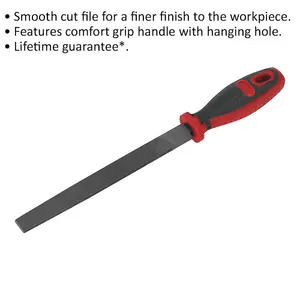 200mm Smooth Cut Flat Engineer's File with Comfort Grip and Hanging Hole