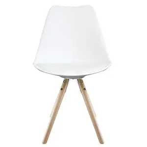 Soho White Plastic Dining Chair with Pyramid Light Wood Legs