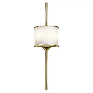 IP44 Twin Wall Light White Glass Shade Polished Brass LED G9 3.5W