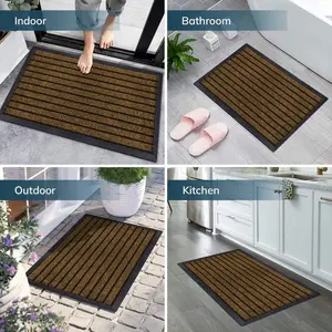 Hullfish Non-Slip Indoor Outdoor Door Mat Brown / Rectangle 50 x 80 cm