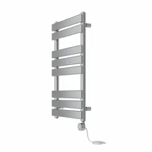 Rinse Bathrooms Flat Panel Electric Heated Towel Rail Touch Screen Timer Bathroom Radiator Prefilled Chrome 800x500mm 400W