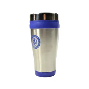 Chelsea FC Executive Metallic Travel Mug Silver/Blue (One Size)