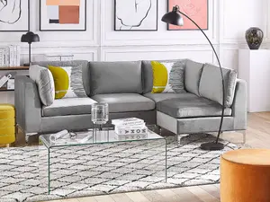 Corner Sofa EVJA Grey Velvet Left Hand