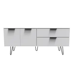 Fuji 2 Drawer 2 Door Wide Sideboard in Grey Matt & White (Ready Assembled)