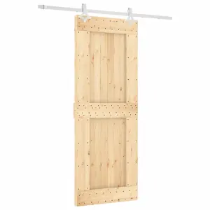 Berkfield Sliding Door with Hardware Set 80x210 cm Solid Wood Pine