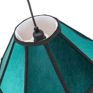 Traditional Victorian Empire 40cm Lamp Shade in Dark Emerald Velvet with Tassels