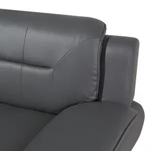 2 Seater Faux Leather Sofa Grey LEIRA