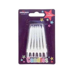 Stripe Party Pick Candles (Pack of 12) White (One Size)