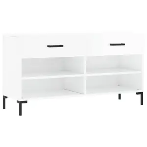 Berkfield Shoe Bench High Gloss White 102x35x55 cm Engineered Wood