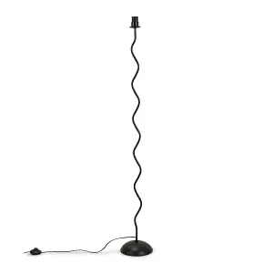 ValueLights Black Metal Wavy Single Stem Floor Lamp - Base Only