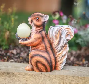 Solar Red Squirrel with Acorn Ornament