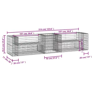 Berkfield Garden Bench with Gabion Basket Solid Wood Douglas