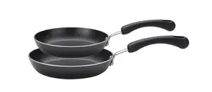 Prestige Super Tough Easy Clean Black Round Aluminium Non-Induction Frying Pan 20 & 24cm Twin Pack