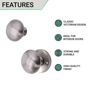 EAI - Rim Knob Set Victorian - Satin Chrome Plated