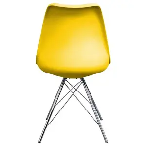 Soho Yellow Plastic Dining Chair with Chrome Metal Legs