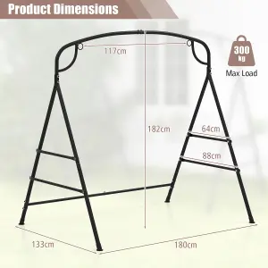 Costway Patio Metal Swing Stand Heavy-Duty A-Shaped Porch Swing Frame w/ Double Side Bar