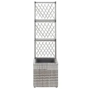 Berkfield Trellis Raised Bed with 1 Pot 30x30x107 cm Poly Rattan Grey