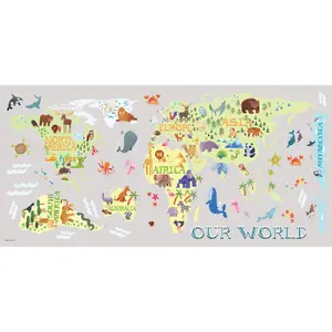 RoomMates Kids World Map Giant Peel & Stick Wall Decals