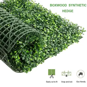 6 Pcs Artificial Grass Wall Boxwood Hedge Panels for Both Indoor & Outdoor, 40 x 60cm