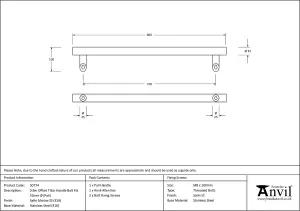 From The Anvil Satin Marine SS (316) 0.9m Offset T Bar Handle Bolt Fix 32mm Dia.