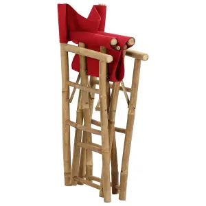 Berkfield Folding Director's Chairs 2 pcs Red Bamboo and Fabric